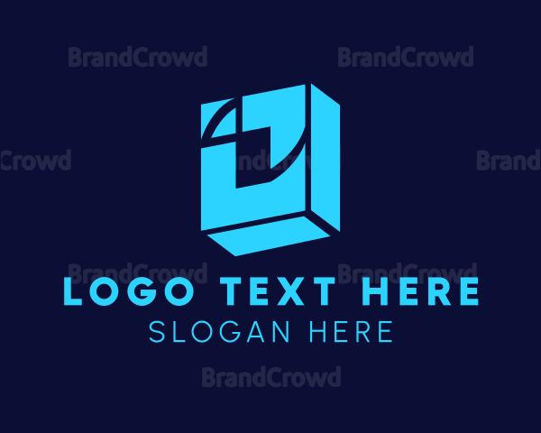 Blue Digital Box Letter O Logo