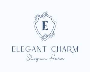 Elegant Floral Shield logo design