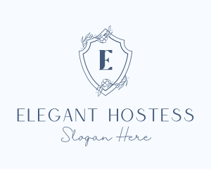 Elegant Floral Shield logo design