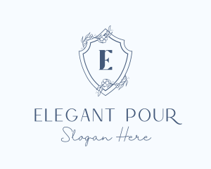 Elegant Floral Shield logo design