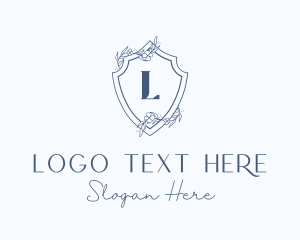 Wedding - Elegant Floral Shield logo design