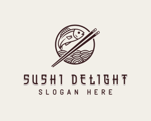 Salmon Fish Sushi logo design