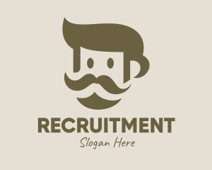 Haircut - Old Mustache Man logo design