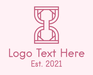 Sand Clock - Pink Outline Hourglass logo design
