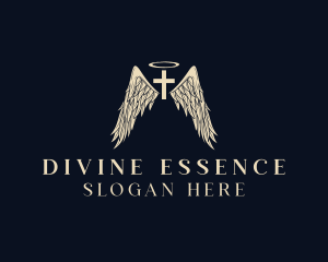 Divine - Cross Halo Wings logo design