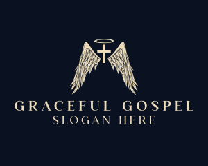 Gospel - Cross Halo Wings logo design