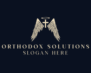 Orthodox - Cross Halo Wings logo design