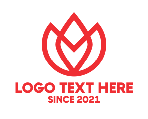Red - Red Tulip Outline logo design