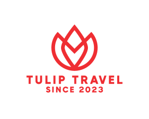 Modern Tulip Outline logo design