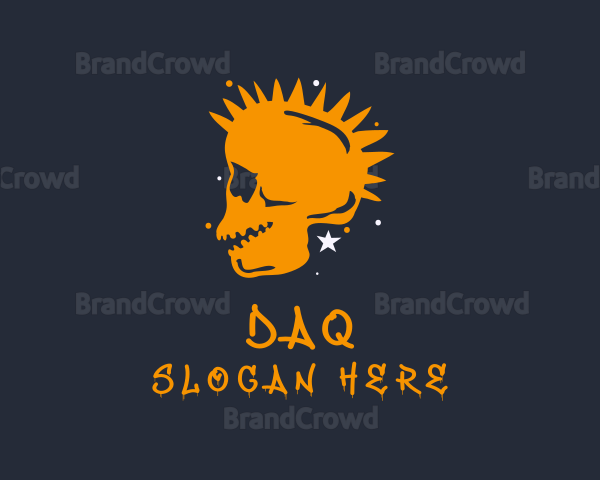 Orange Punk Skull Logo