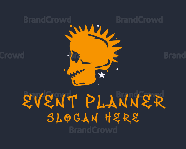 Orange Punk Skull Logo