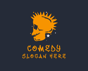 Skate Shop - Orange Punk Skull logo design