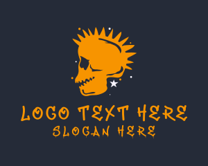 Dj - Orange Punk Skull logo design