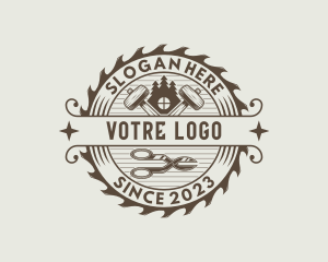 Cabin - Rustic Woodworking Tools logo design