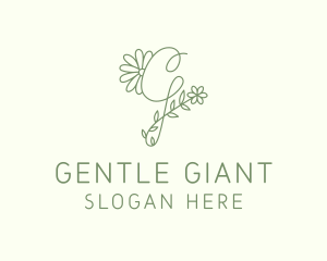 Floral Green Letter G logo design