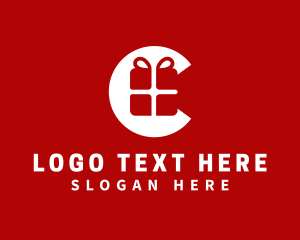 White - Christmas Present Letter C logo design