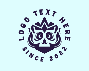 Skate - Blue Crown Skull logo design