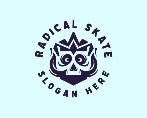 Blue Crown Skull logo design