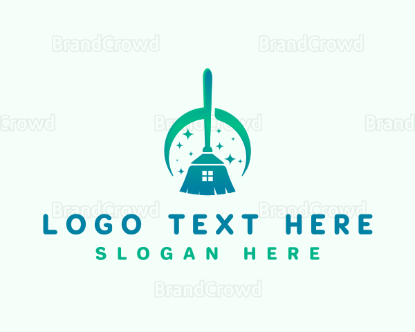 Broom House Cleaner Logo