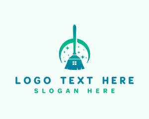 Sanitary - Broom House Cleaner logo design