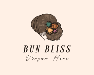 Bun - Flower Hair Woman logo design