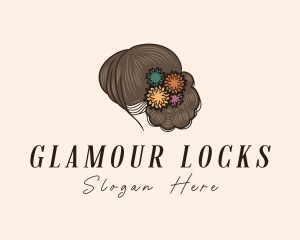 Wig - Flower Hair Woman logo design