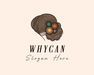 Hair Bun - Flower Hair Woman logo design