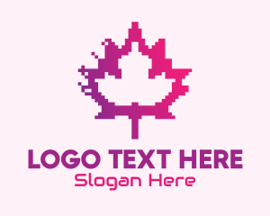 Red Triangle - Canadian Gaming  Pixel Leaf logo design