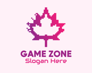 Canadian Gaming  Pixel Leaf logo design