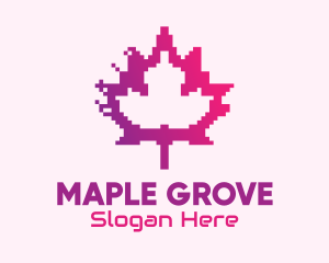 Maple - Canadian Gaming  Pixel Leaf logo design