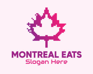 Montreal - Canadian Gaming  Pixel Leaf logo design