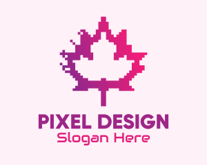 Canadian Gaming  Pixel Leaf logo design