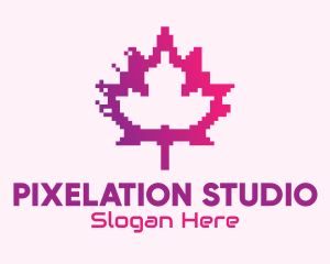 Canadian Gaming  Pixel Leaf logo design