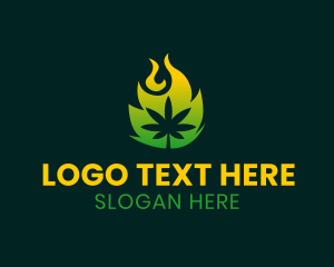 Flame - Burning Cannabis Leaf logo design