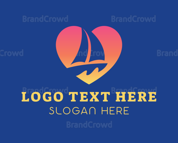 Gradient Heart Sailboat Logo