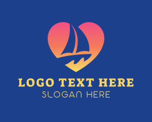 Boating - Gradient Heart Sailboat logo design