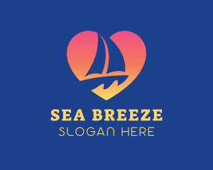 Sailboat - Gradient Heart Sailboat logo design