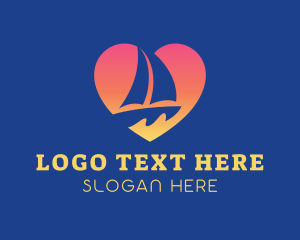 Gradient Heart Sailboat  Logo