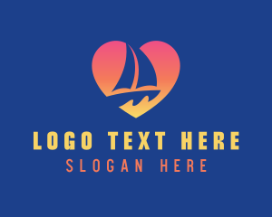 Sailboat - Gradient Heart Sailboat logo design