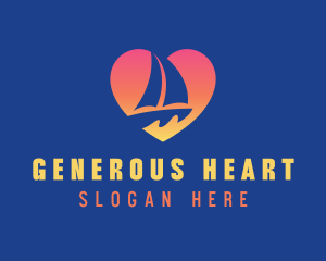 Gradient Heart Sailboat  logo design