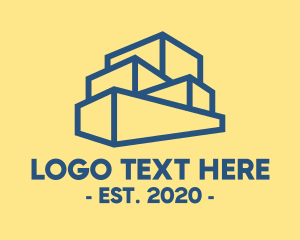 Container - Blue Storage Warehouse Depot Building logo design