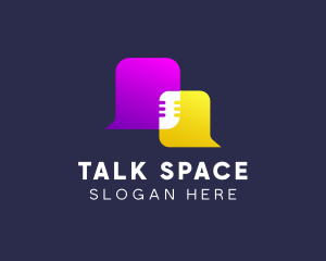 Conversation - Gradient Talk Bubble Mic logo design
