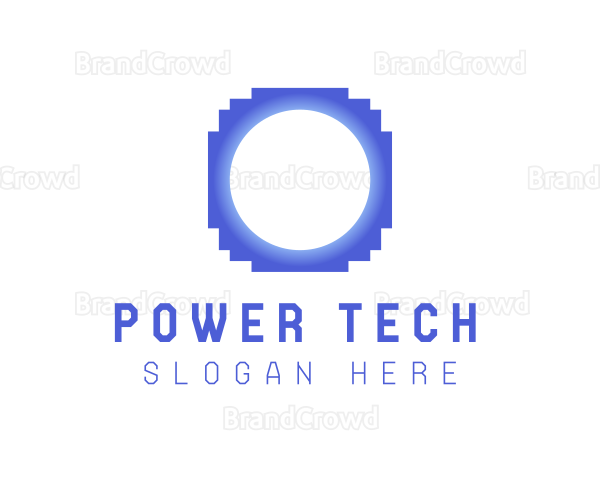 Blue Digital Letter O Logo