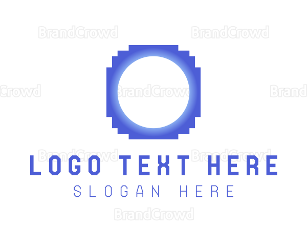 Blue Digital Letter O Logo