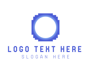 Blue Digital Letter O Logo