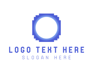 Retro - Blue Digital Letter O logo design