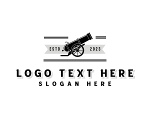 Monochrome - Military Cannon Artillery logo design