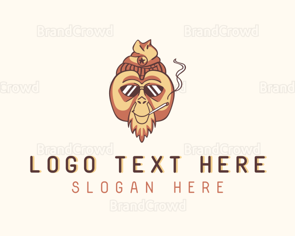 Animal Orangutan Smoking Logo