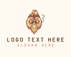 Monkey - Animal Orangutan Smoking logo design