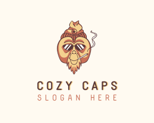 Beanie - Animal Orangutan Smoking logo design